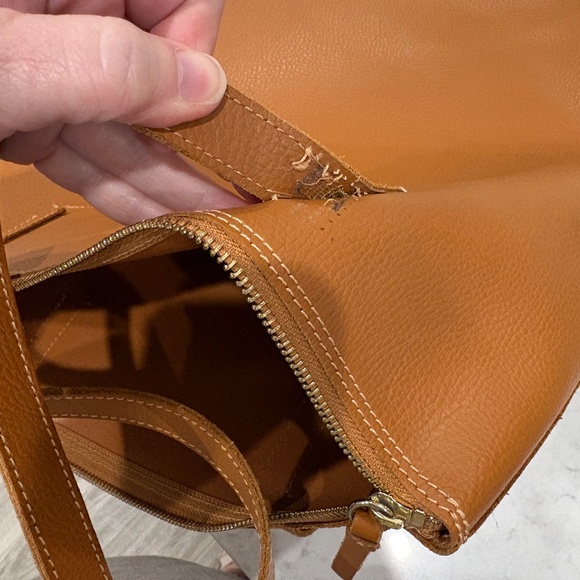 Mark & Graham Everyday Italian Leather Zipper Tote, Camel - Picture 10 of 11